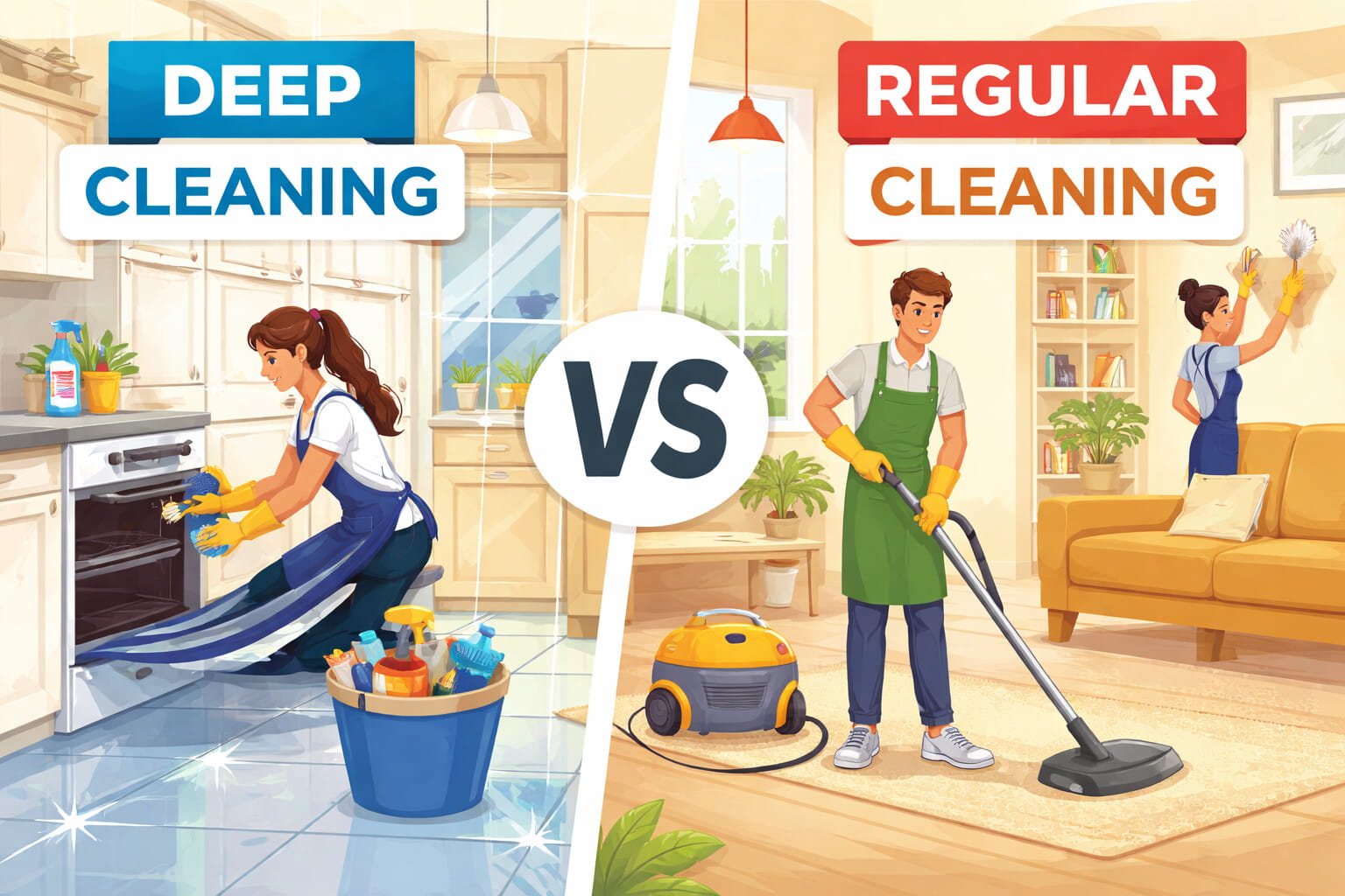 Deep cleaning vs regular cleaning